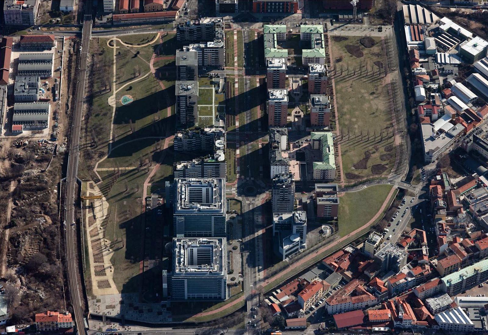 Urbanization works ex OM area Milan - Aerial view