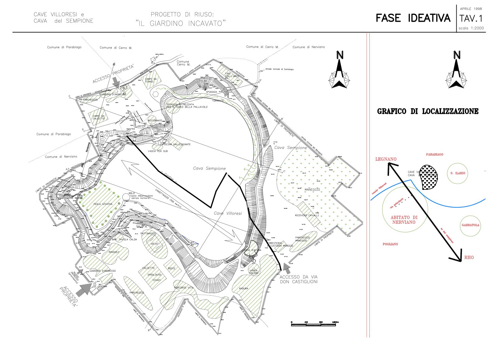 Villoresi and Sempione quarries - Re-use plan: 1 Concept design