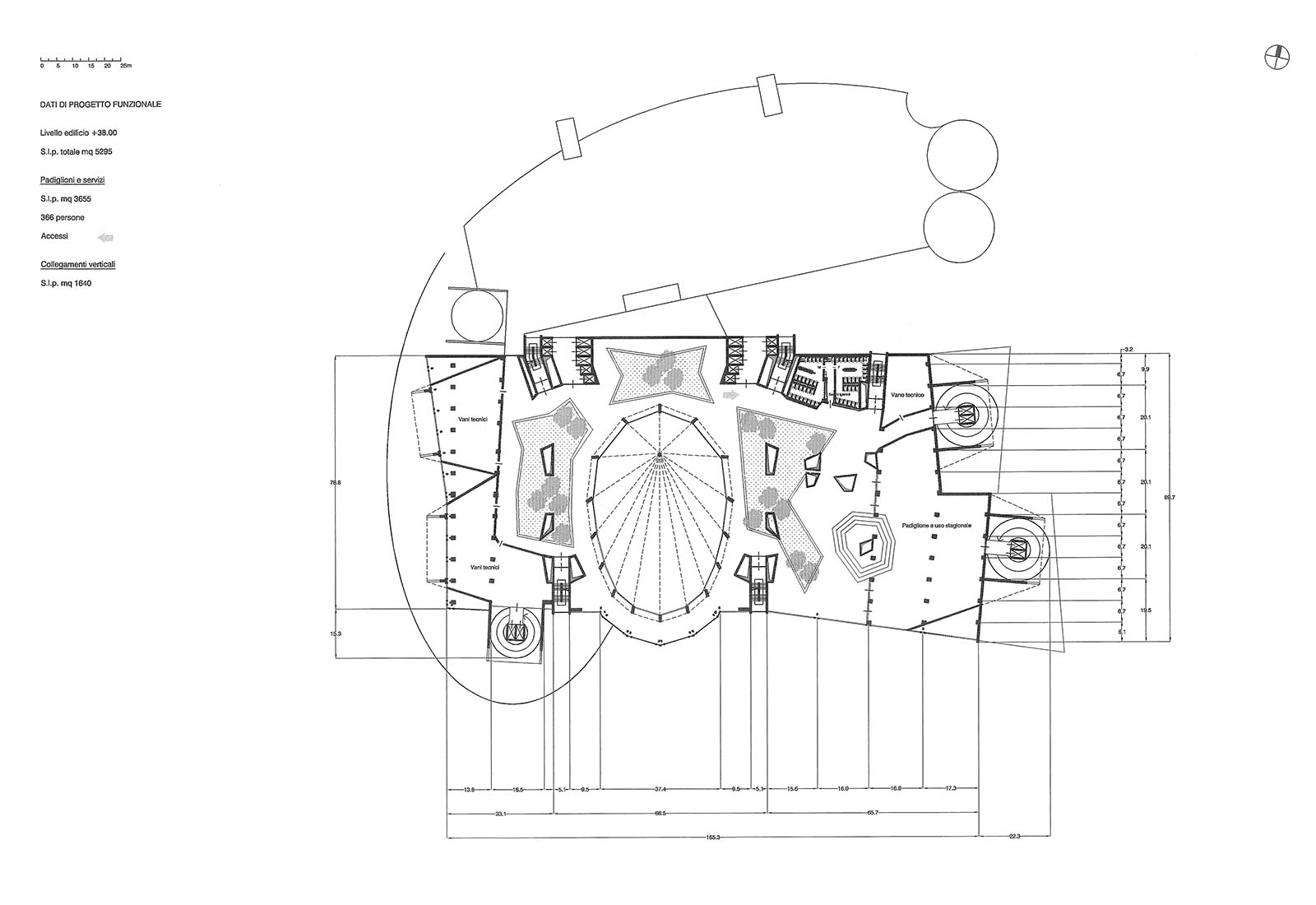 Leisure center in Rho - South elevation and section