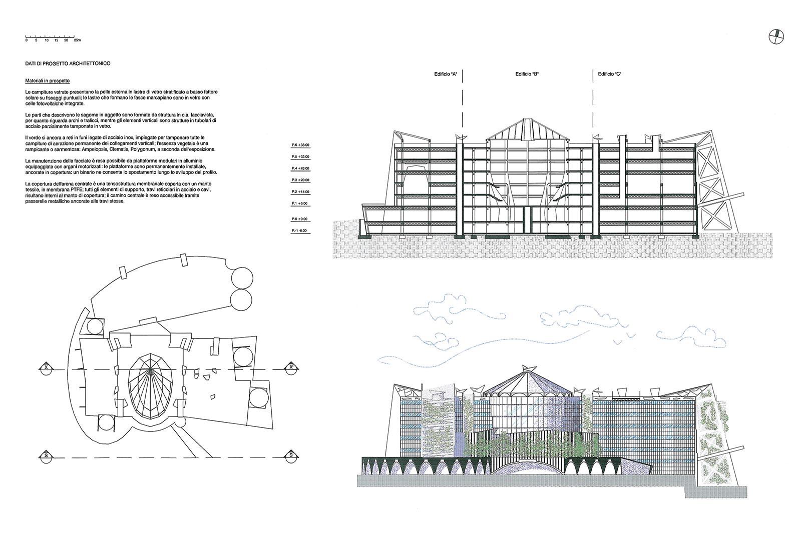 Leisure center in Rho - Elevations East and West