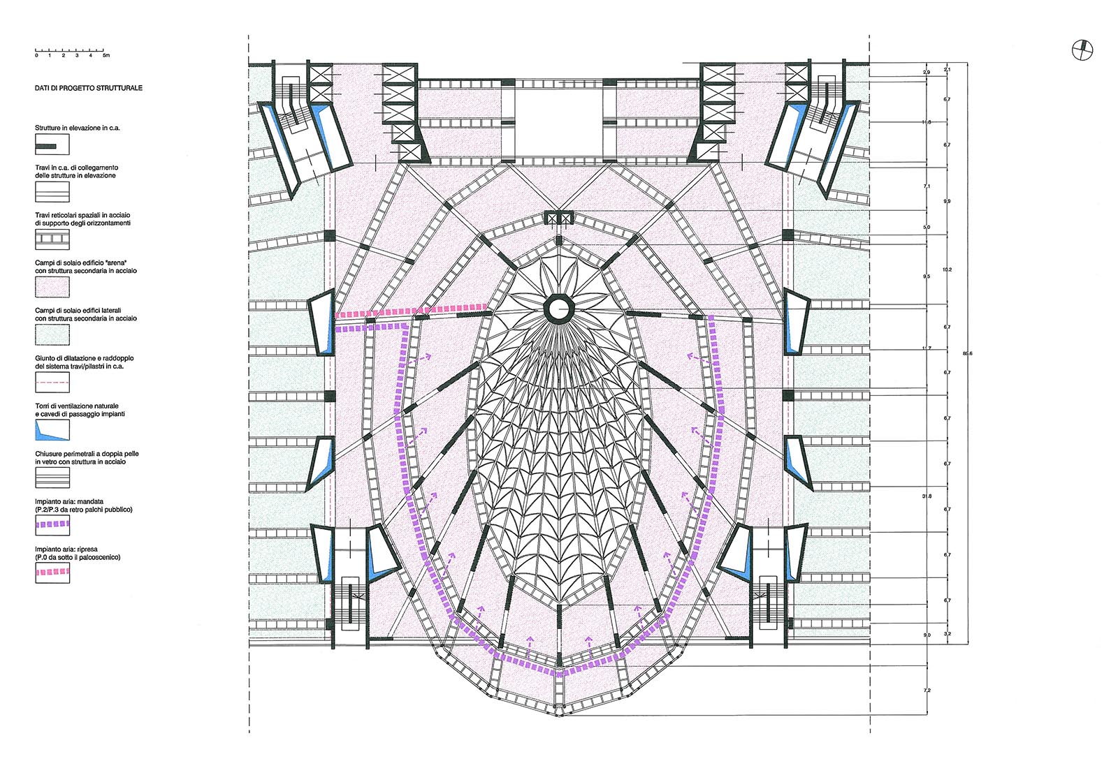 Leisure center in Rho - Details of the beams of the arena