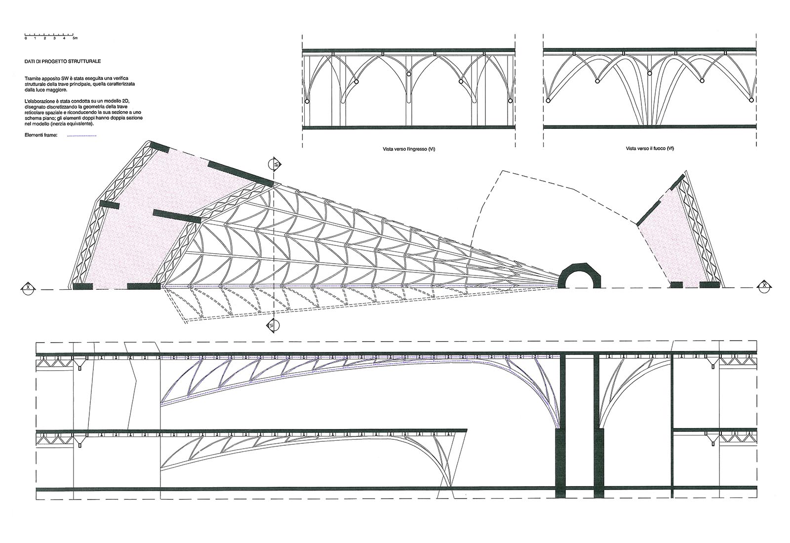 Leisure center a Rho - Dettagli delle travi dell’arena