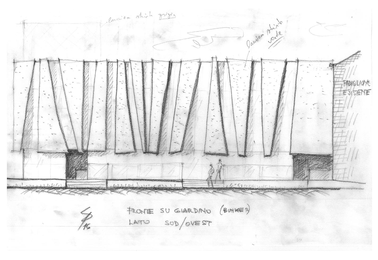 Hospital buildings in Policlinico San Matteo in Pavia - Sketch