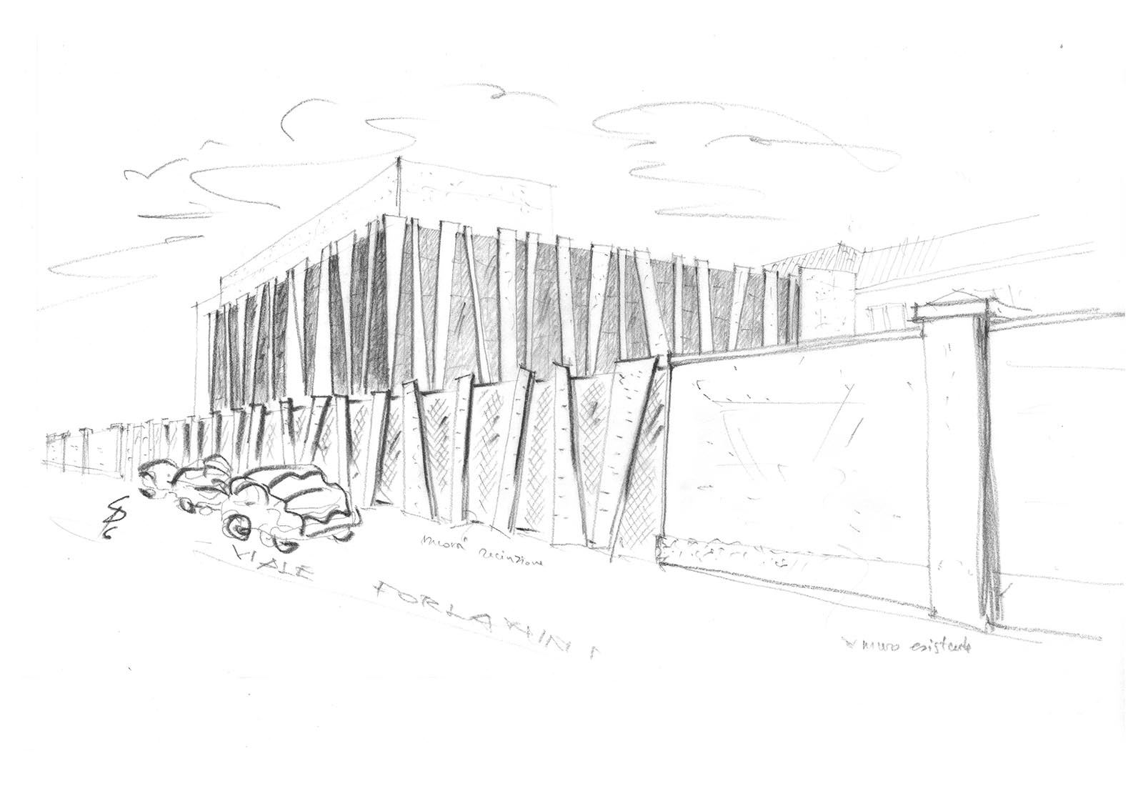 Hospital buildings in Policlinico San Matteo in Pavia - Sketch