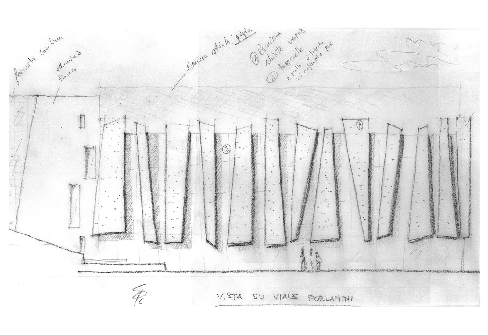 Hospital buildings in Policlinico San Matteo in Pavia - Sketch