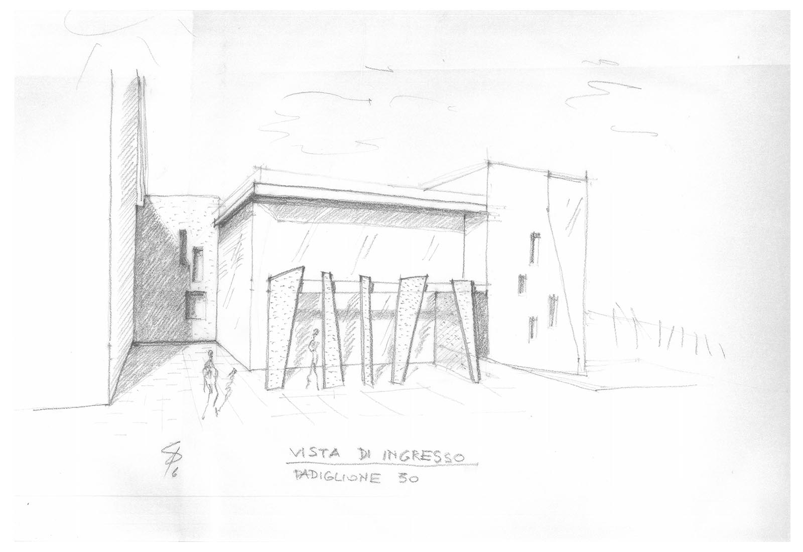 Hospital buildings in Policlinico San Matteo in Pavia - Sketch