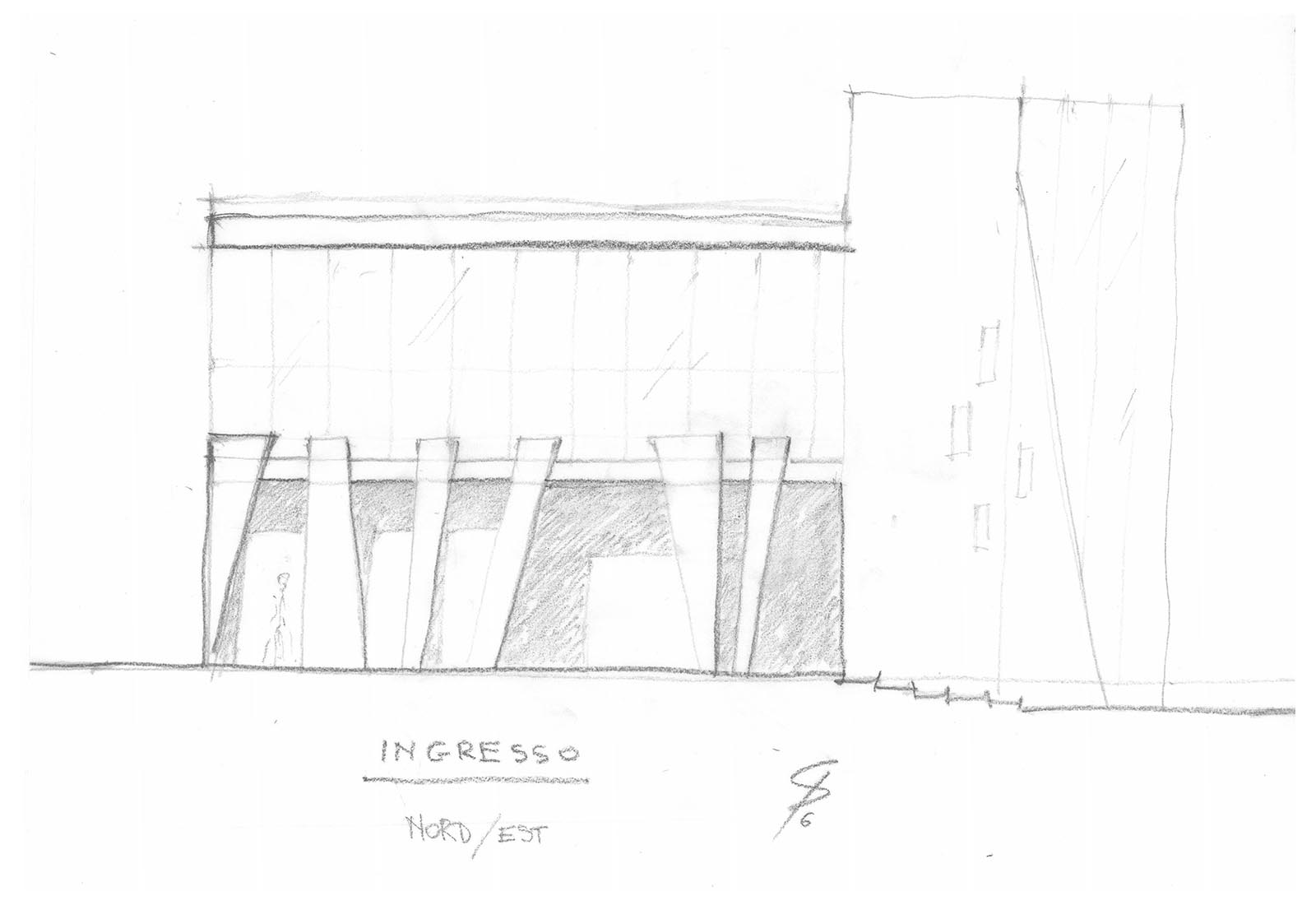 Hospital buildings in Policlinico San Matteo in Pavia - Sketch