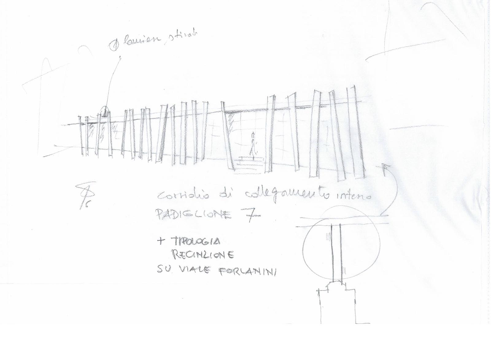 Hospital buildings in Policlinico San Matteo in Pavia - Sketch