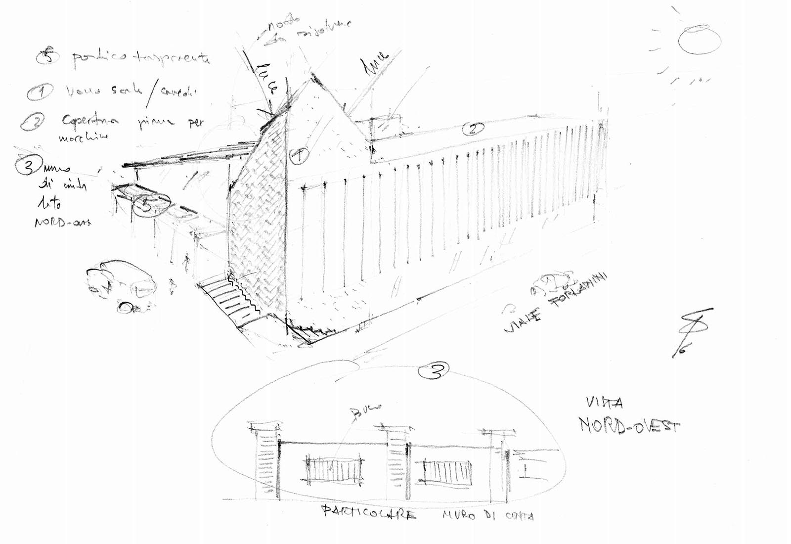 Hospital buildings in Policlinico San Matteo in Pavia - Sketch