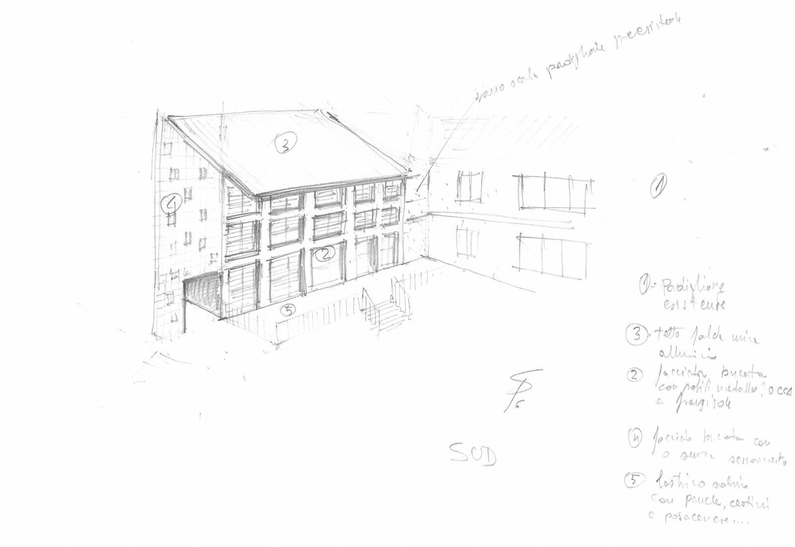 Hospital buildings in Policlinico San Matteo in Pavia - Sketch