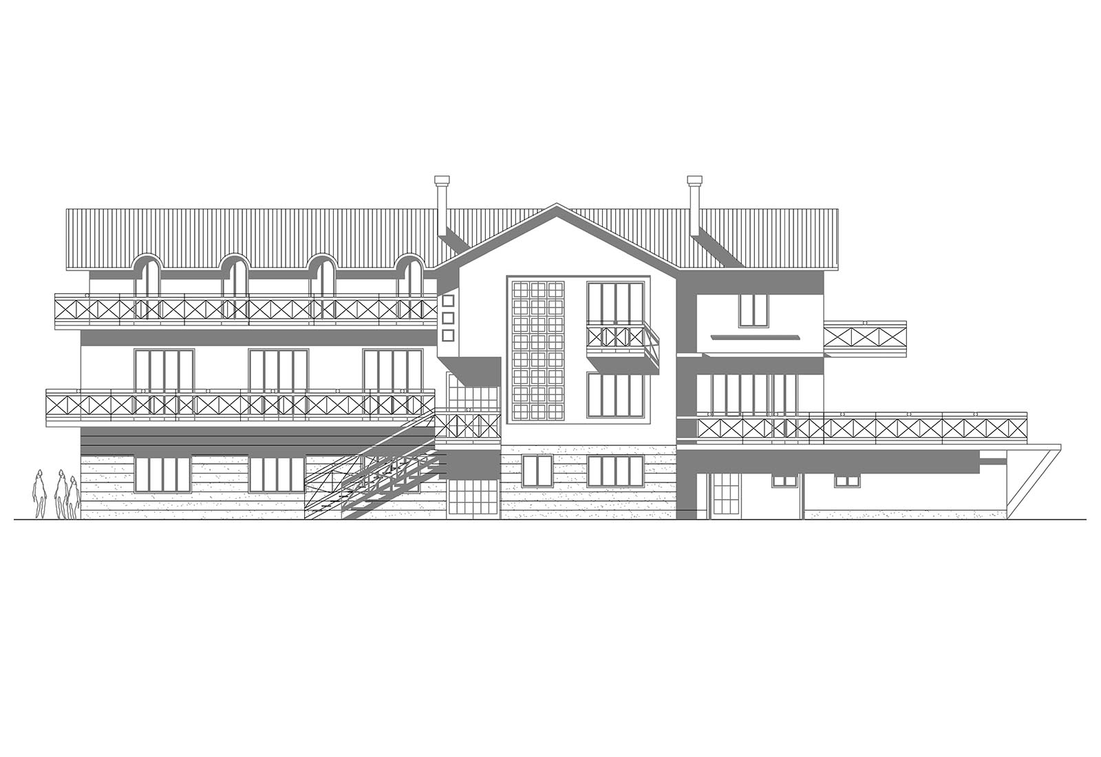 House extension in Giovanni XXIII street in Nerviano - South West elevation