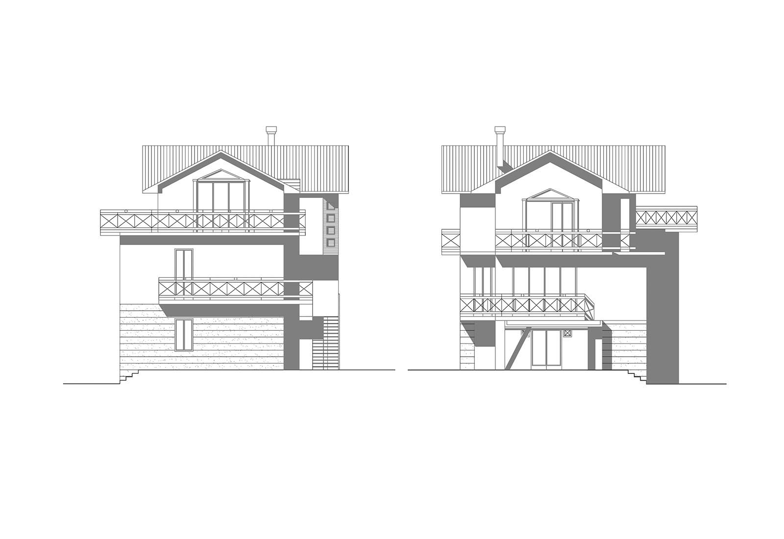 House extension in Giovanni XXIII street in Nerviano - North West and South East elevations