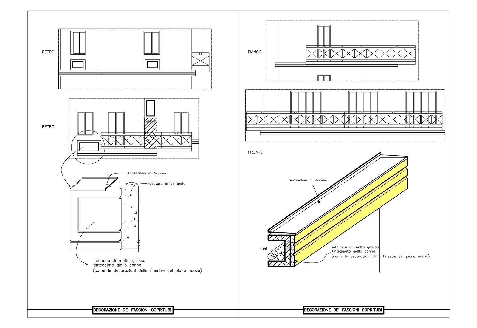 Villa a Nerviano in via Giovanni XXIII - Decorazione dei fascioni copritubo