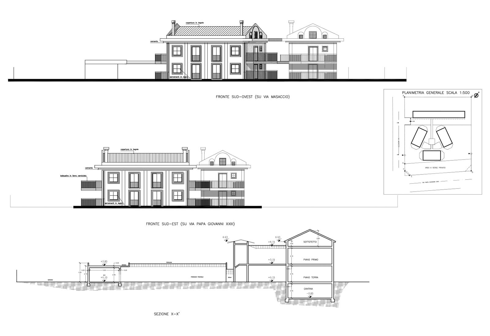 Edifici residenziali a Nerviano in via Giovanni XXIII - Prospetti