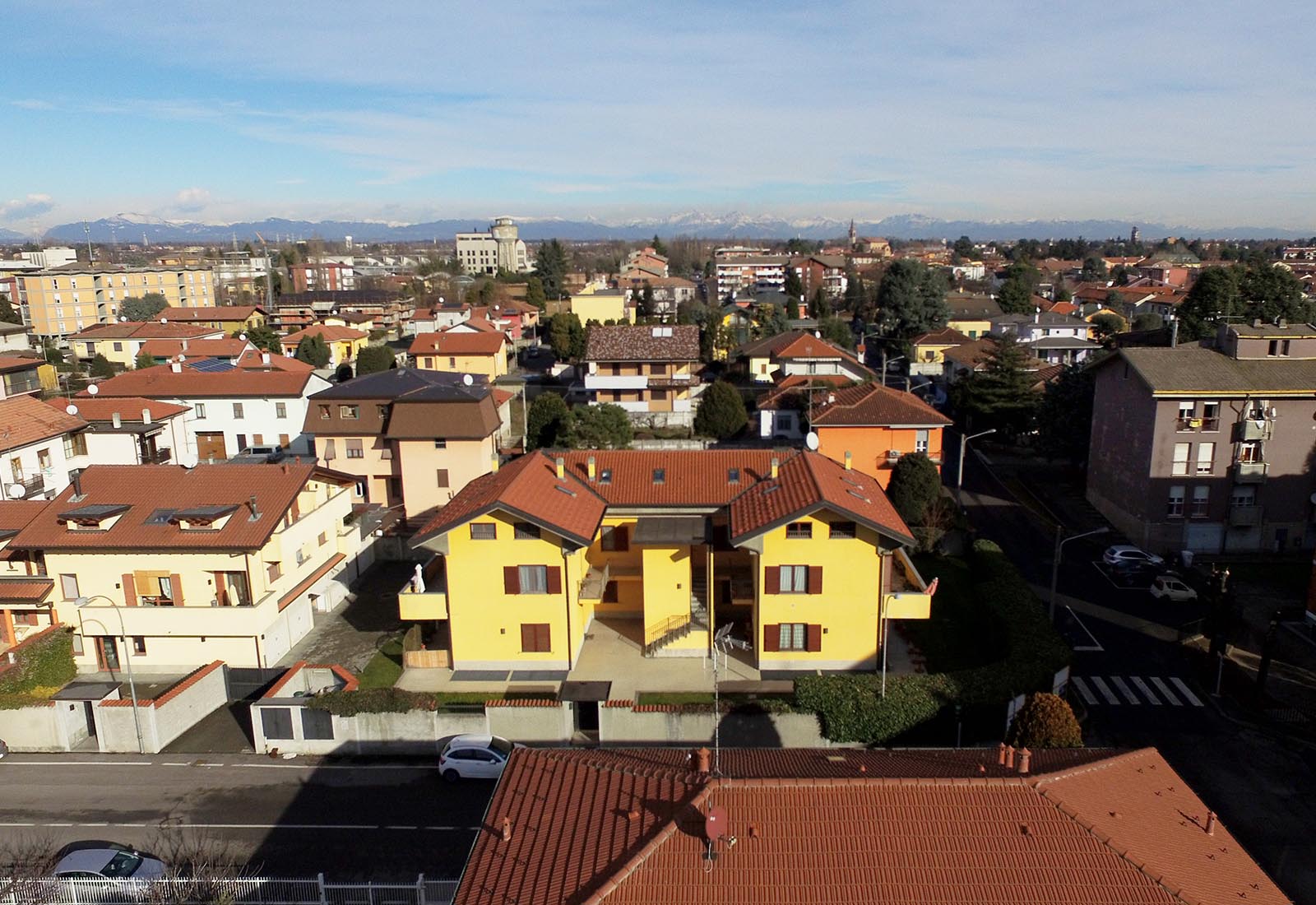 Residential building in Kennedy street in Nerviano - Aerial view