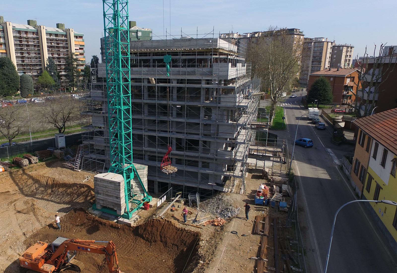 Residenze via Biringhello a Rho - Vista aerea del cantiere