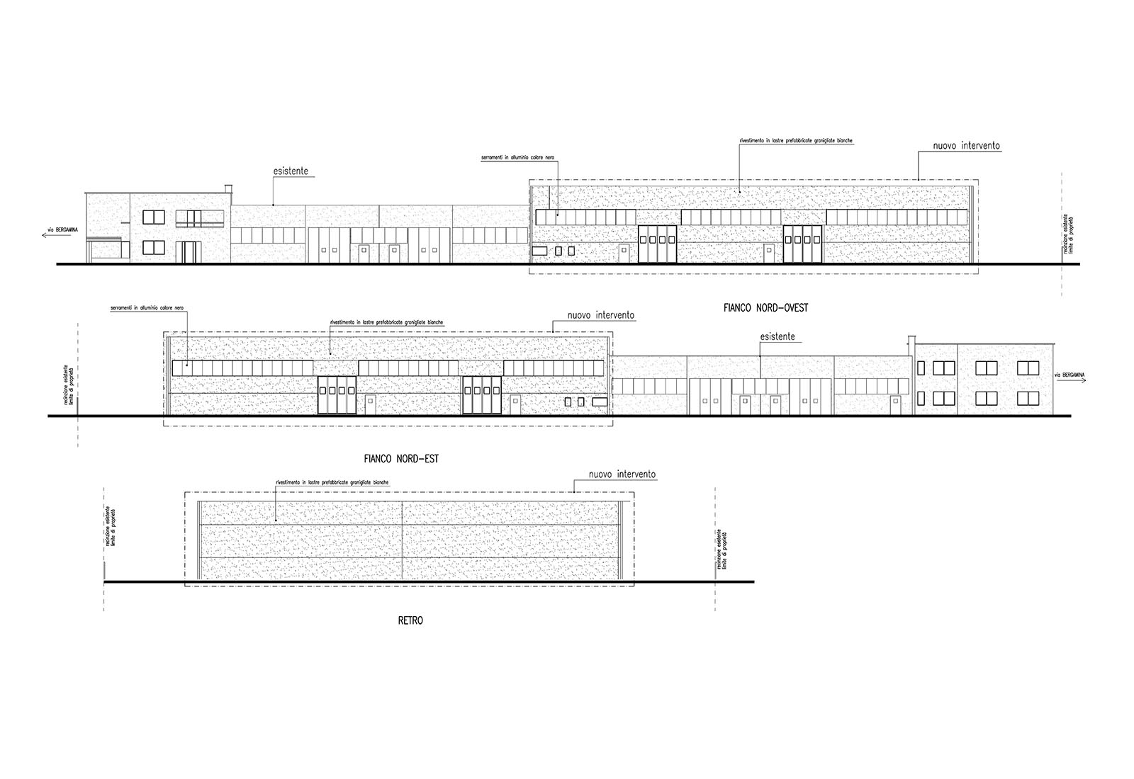 Edificio produttivo in via Bergamina a Nerviano - Prospetti