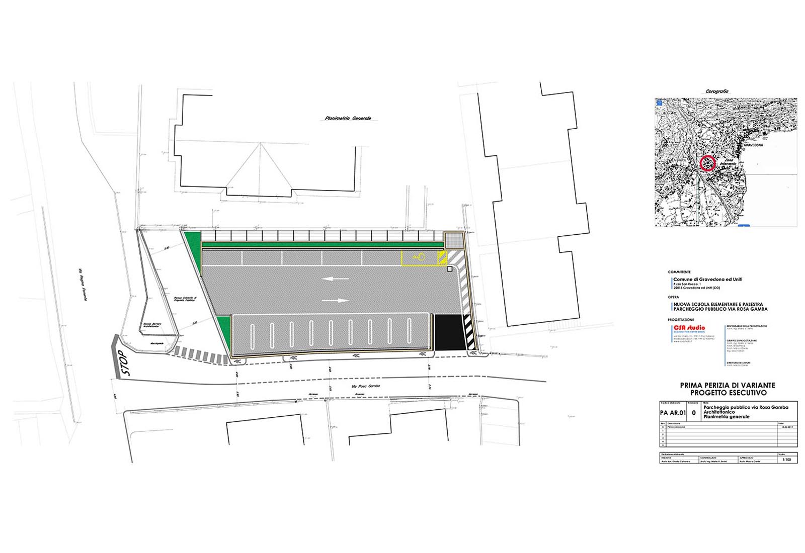 Public underground garage in Gravedona - General plan