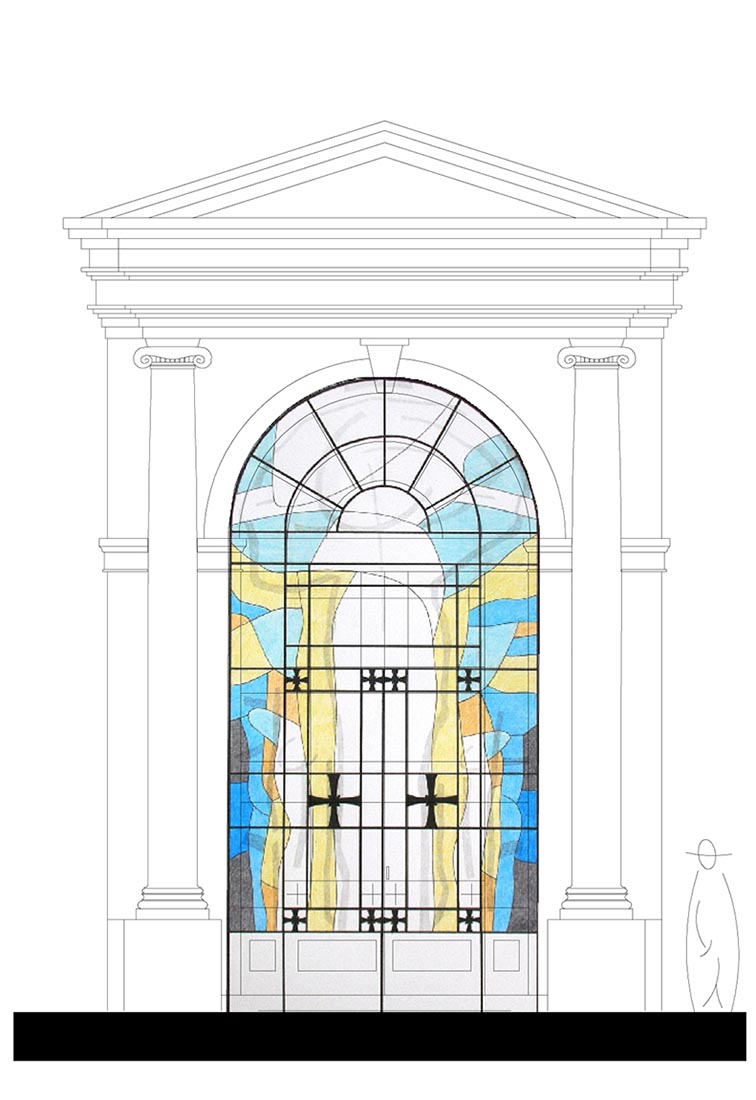 Cappella sacerdoti a Rho - Progetto della vetrata istoriata