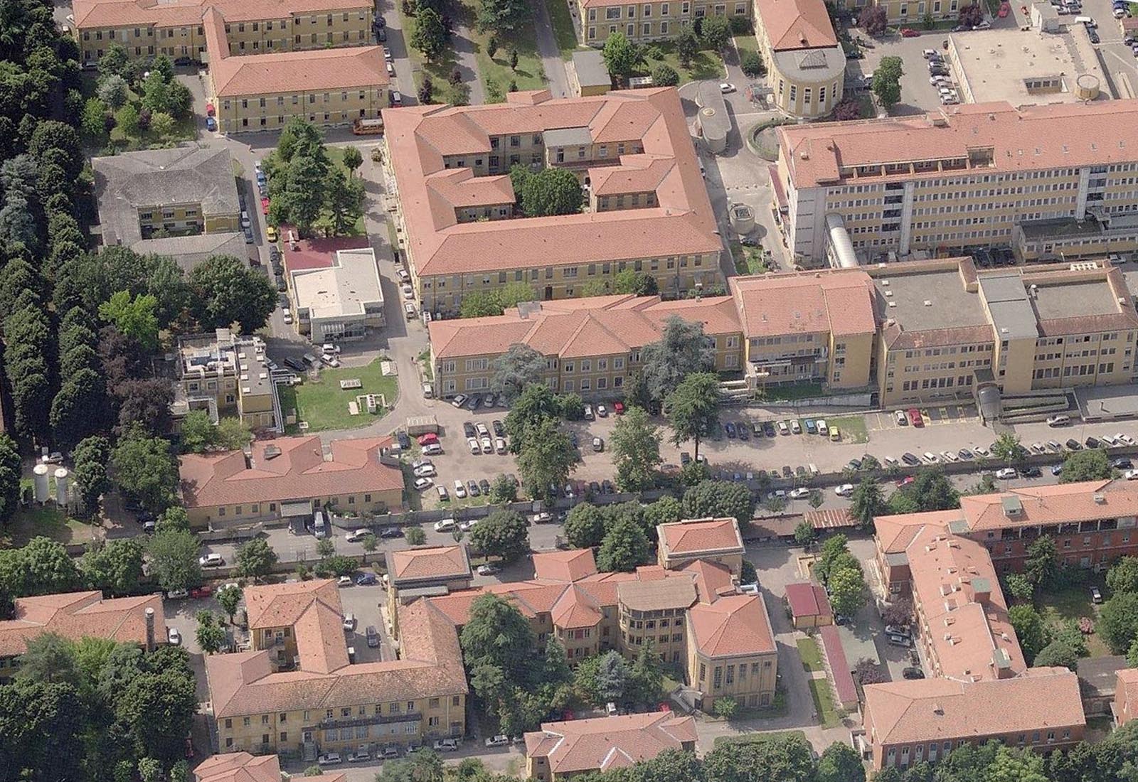 Hospital buildings in Policlinico San Matteo in Pavia - Pavilion 10 - Aerial view