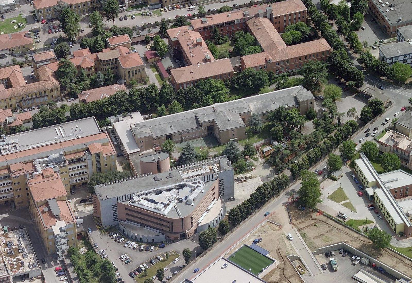 Hospital buildings in Policlinico San Matteo in Pavia - Pavilion 30 - Aerial view