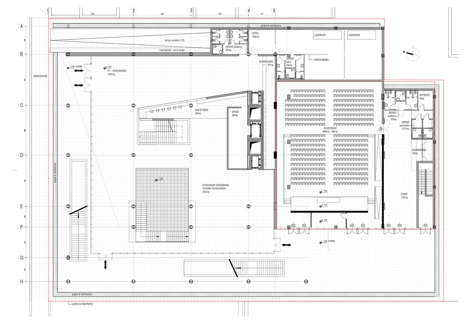 Science and technology museum in Rome - Ground floor plan