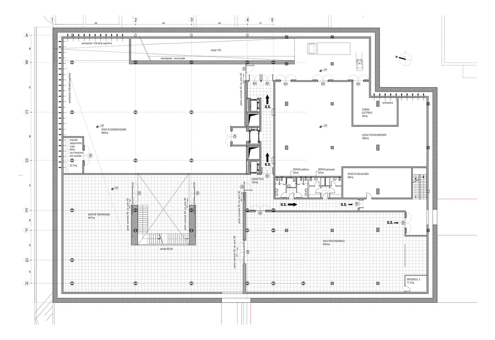 Science and technology museum in Rome - Underground floor plan