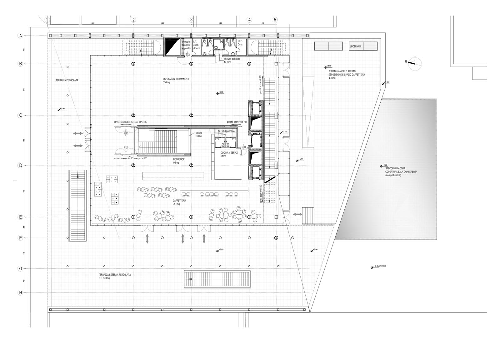 Science and technology museum in Rome - First floor plan