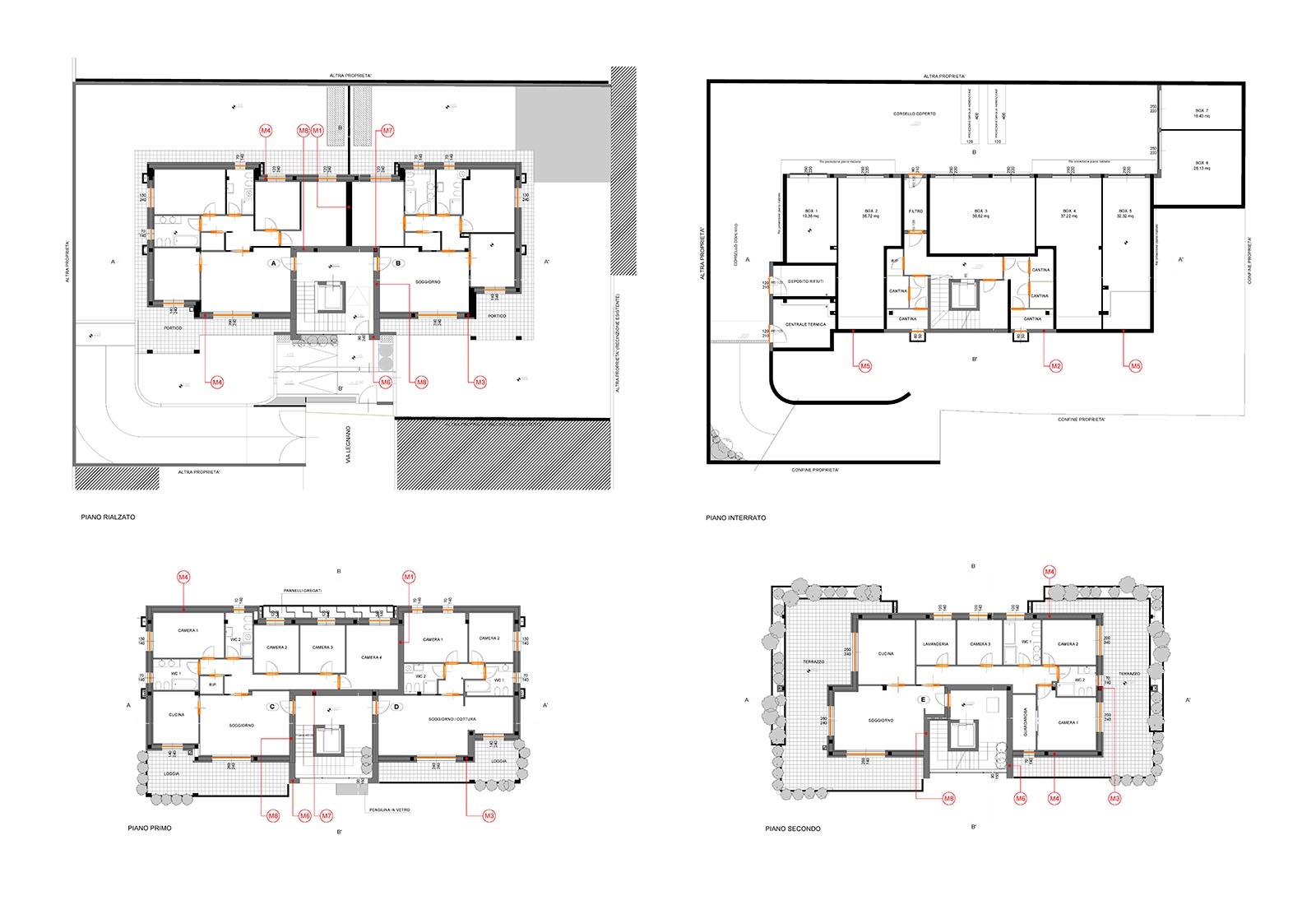 Residential building in Legnano street in Pregnana Milanese - Wall stratigraphy location