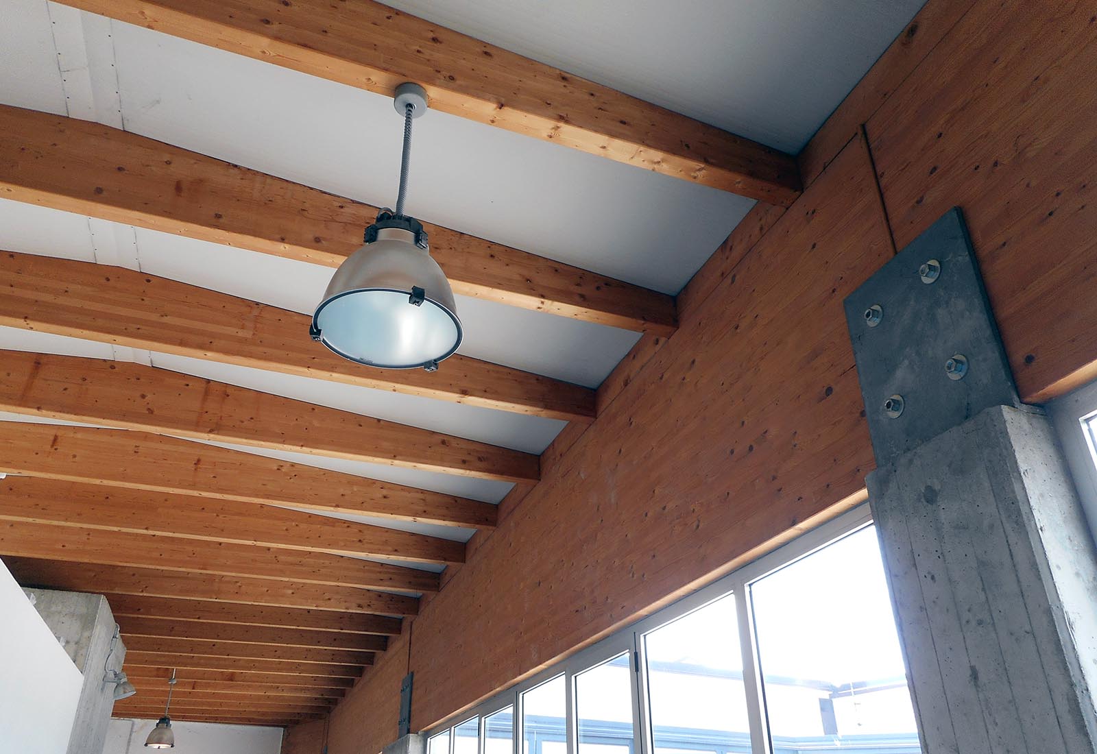 High school renovation in Melegnano - The ceiling of the new connecting building