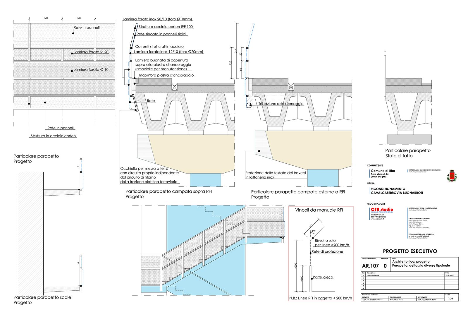 Railroad overpass renovation in Rho - Parapet detail