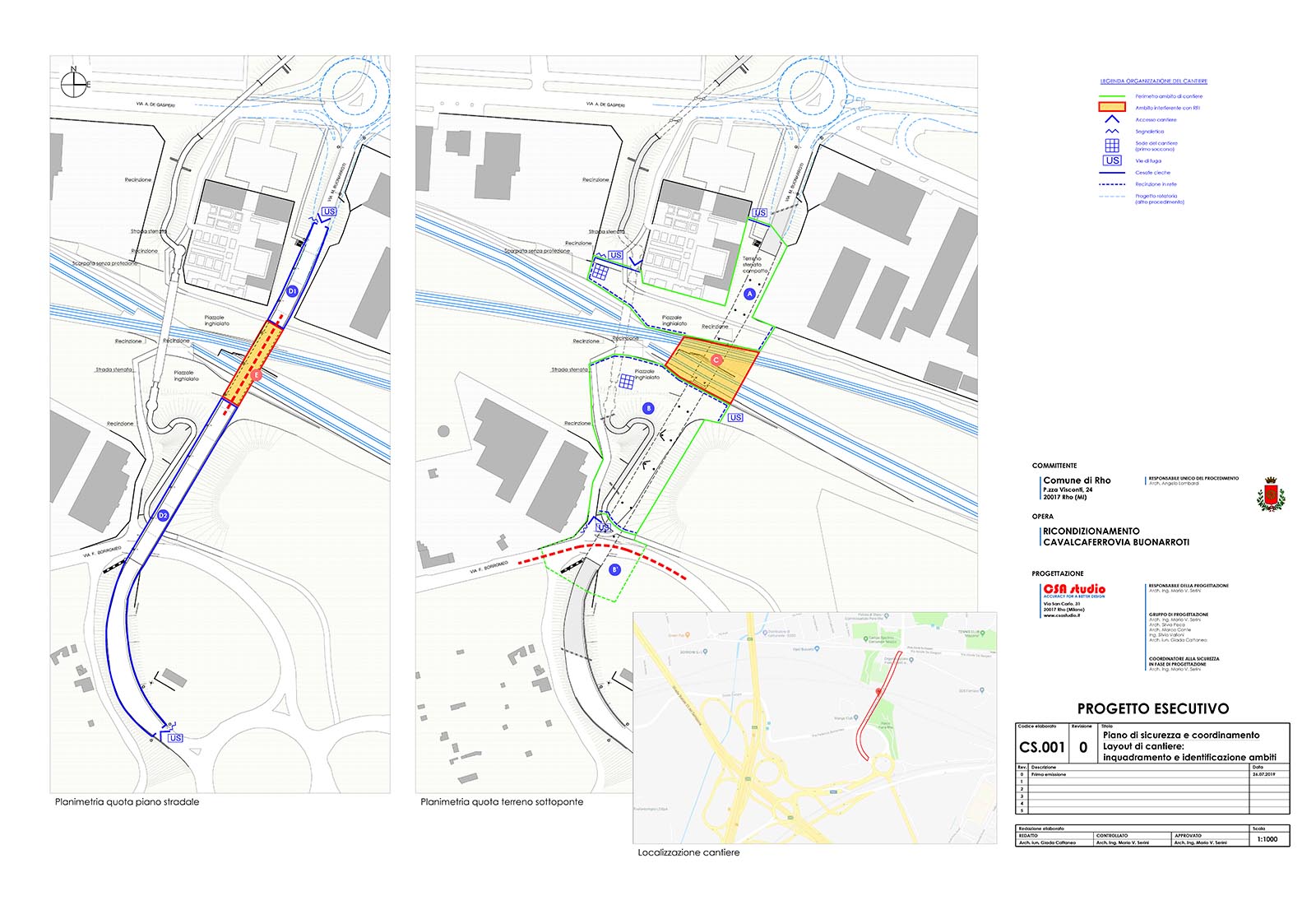 Railroad overpass renovation in Rho - Construction site layout