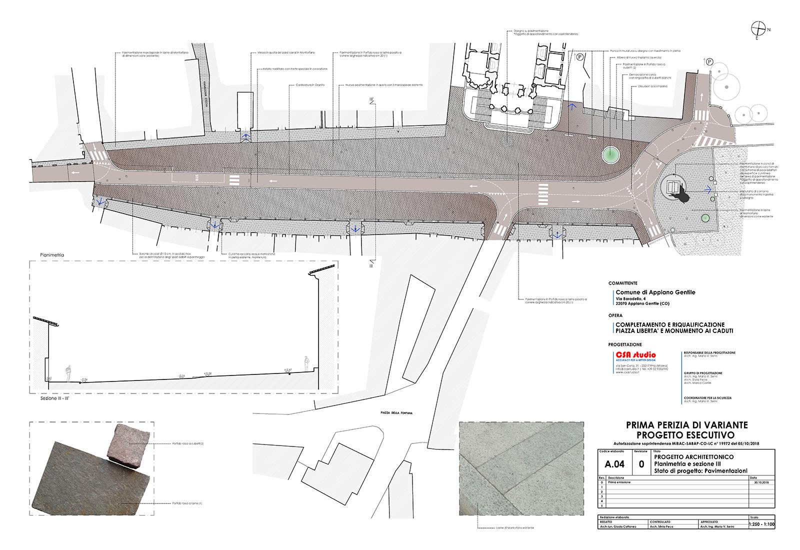 Piazza Libertà in Appiano Gentile - Project plan