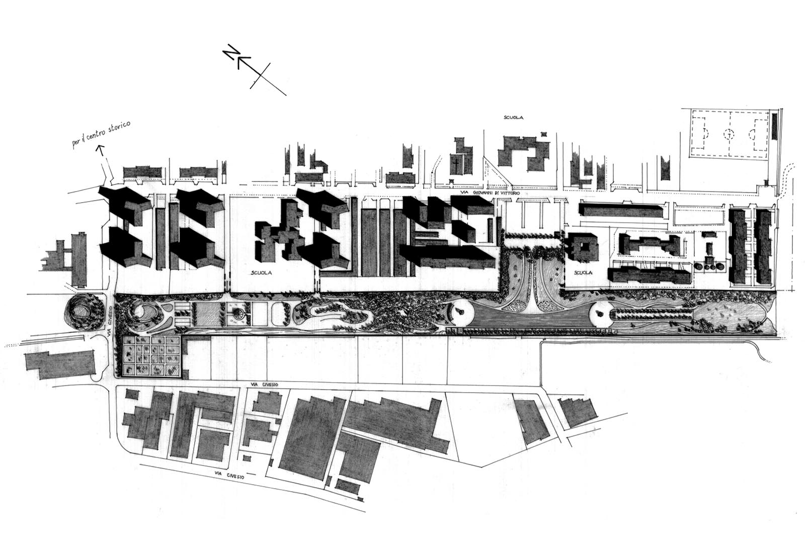 Public park "Canale verde in città" in San Donato Milanese - General plan