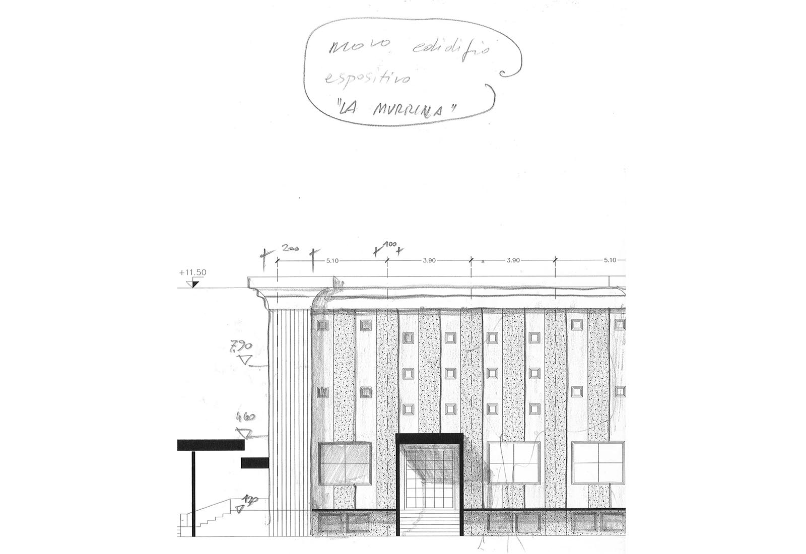 Edificio produttivo La Murrina a Nerviano - Schizzo progettuale