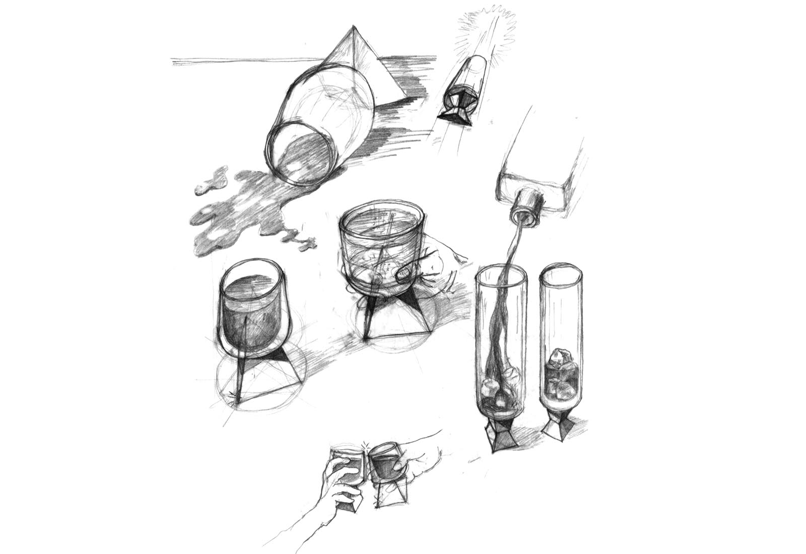 Crystal glasses Ombre di cristallo – Sketch