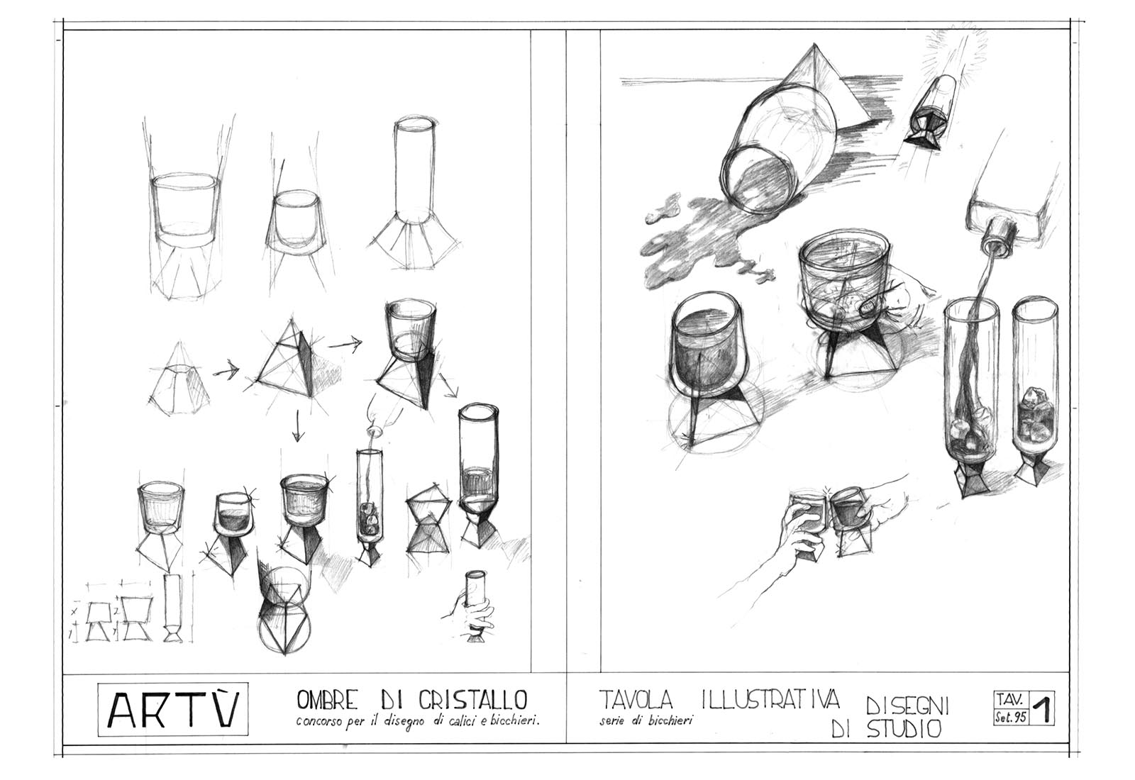 Crystal glasses Ombre di cristallo – Drawing No. 1 of the contest