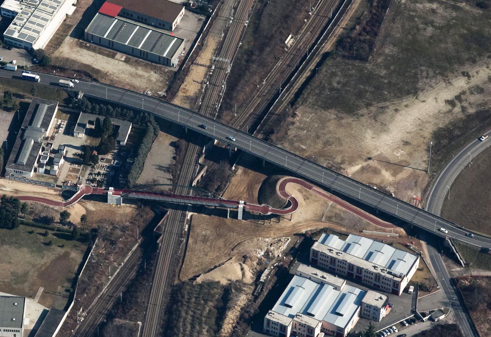 Railroad overpass renovation in Rho - Aerial view
