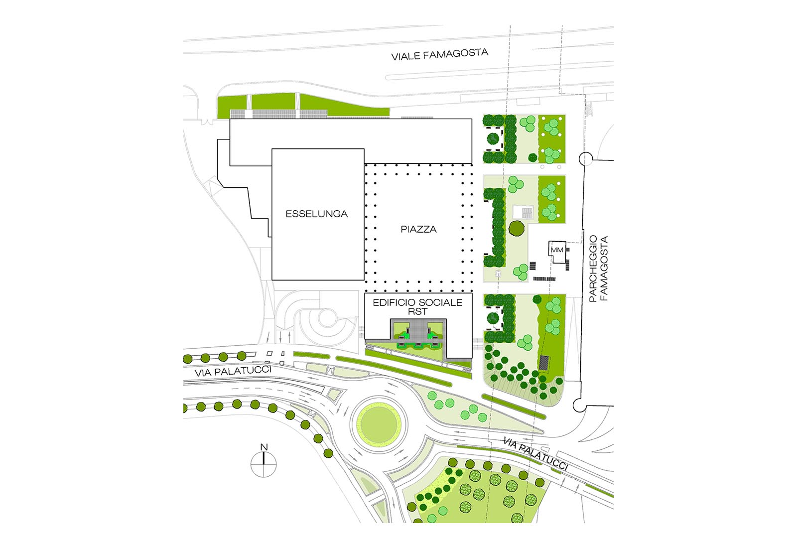 Temporary social house in the Famagosta area in Milan - Site plan