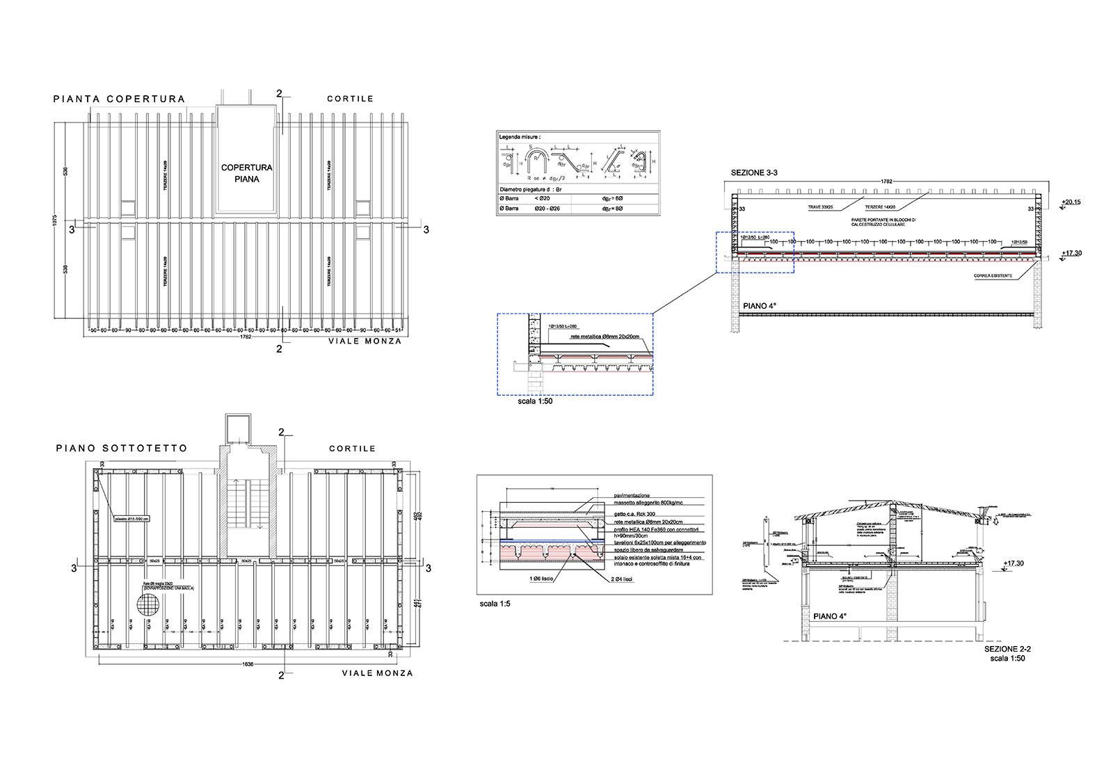 House extension in Monza avenue in Milan - Structure design