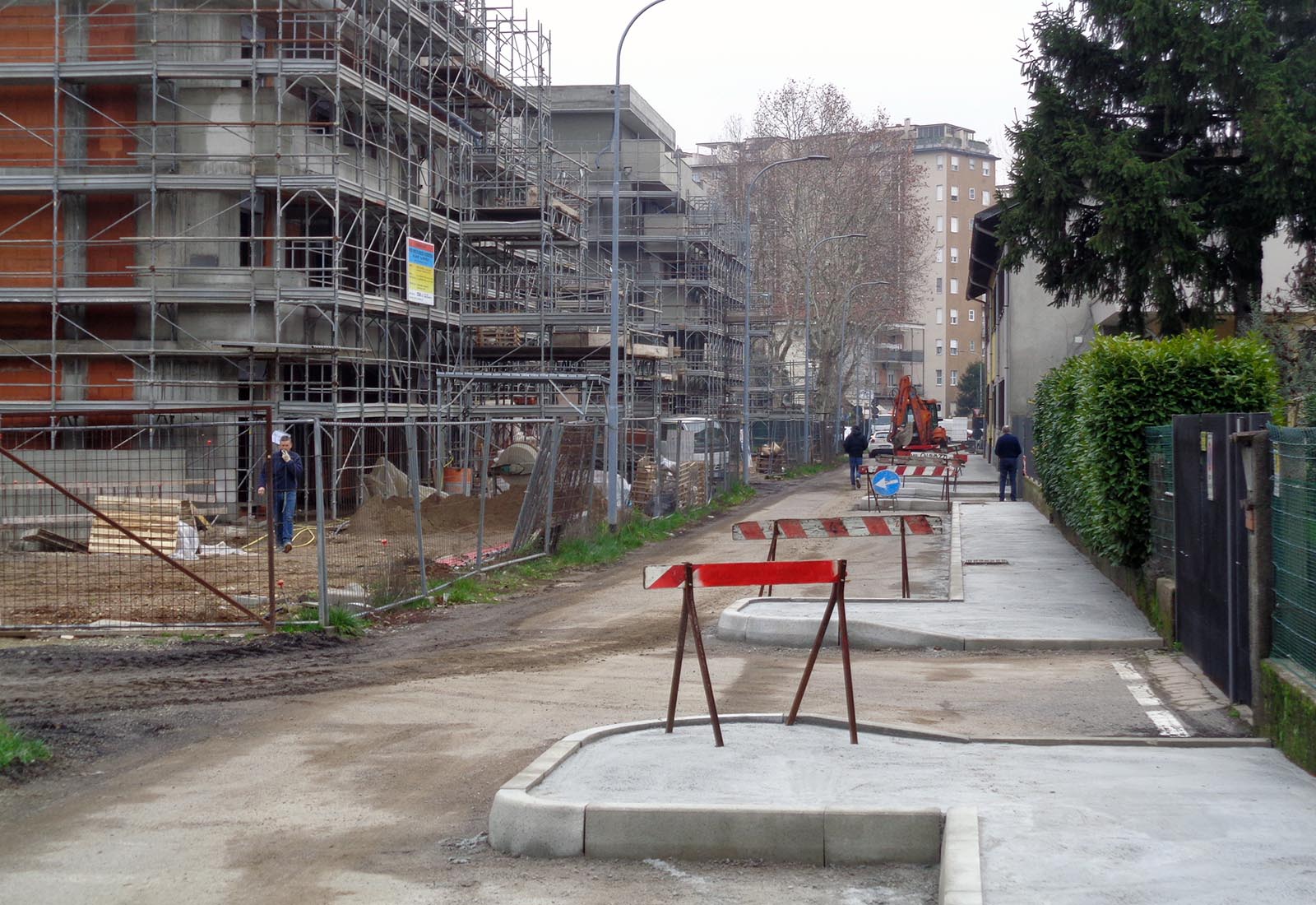 Urbanization works in Biringhello street in Rho - View