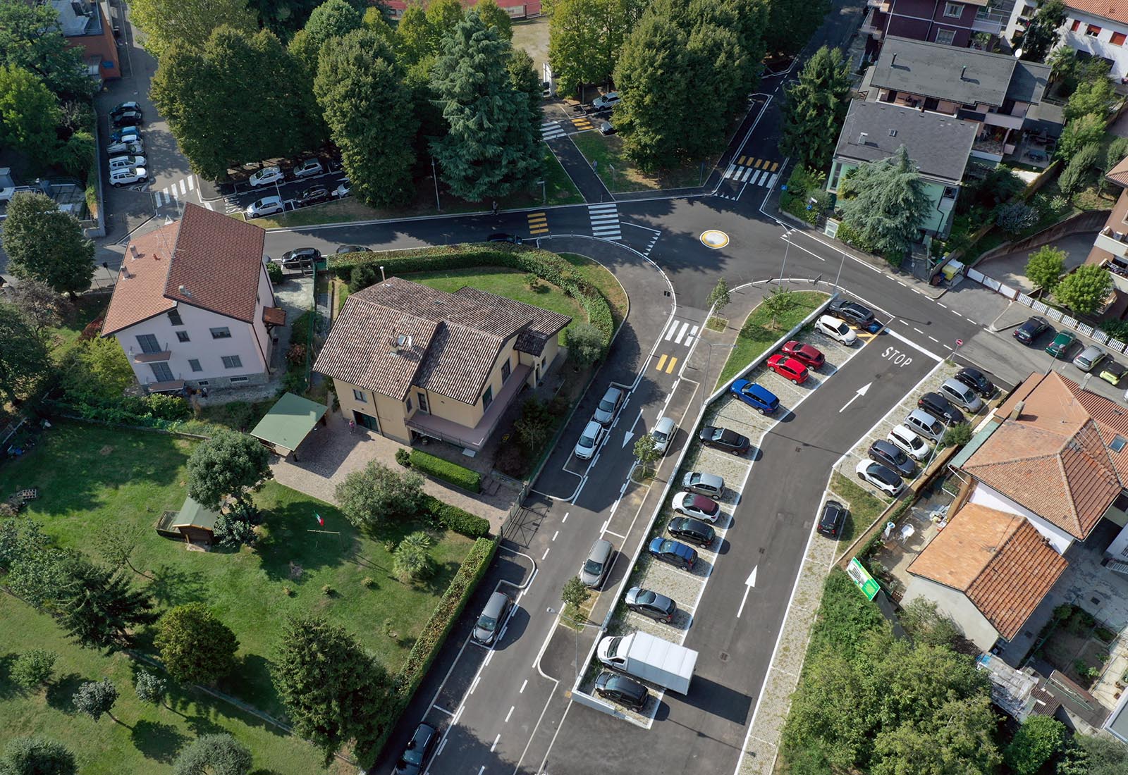 Urbanization works in Biringhello street in Rho - Aerial view