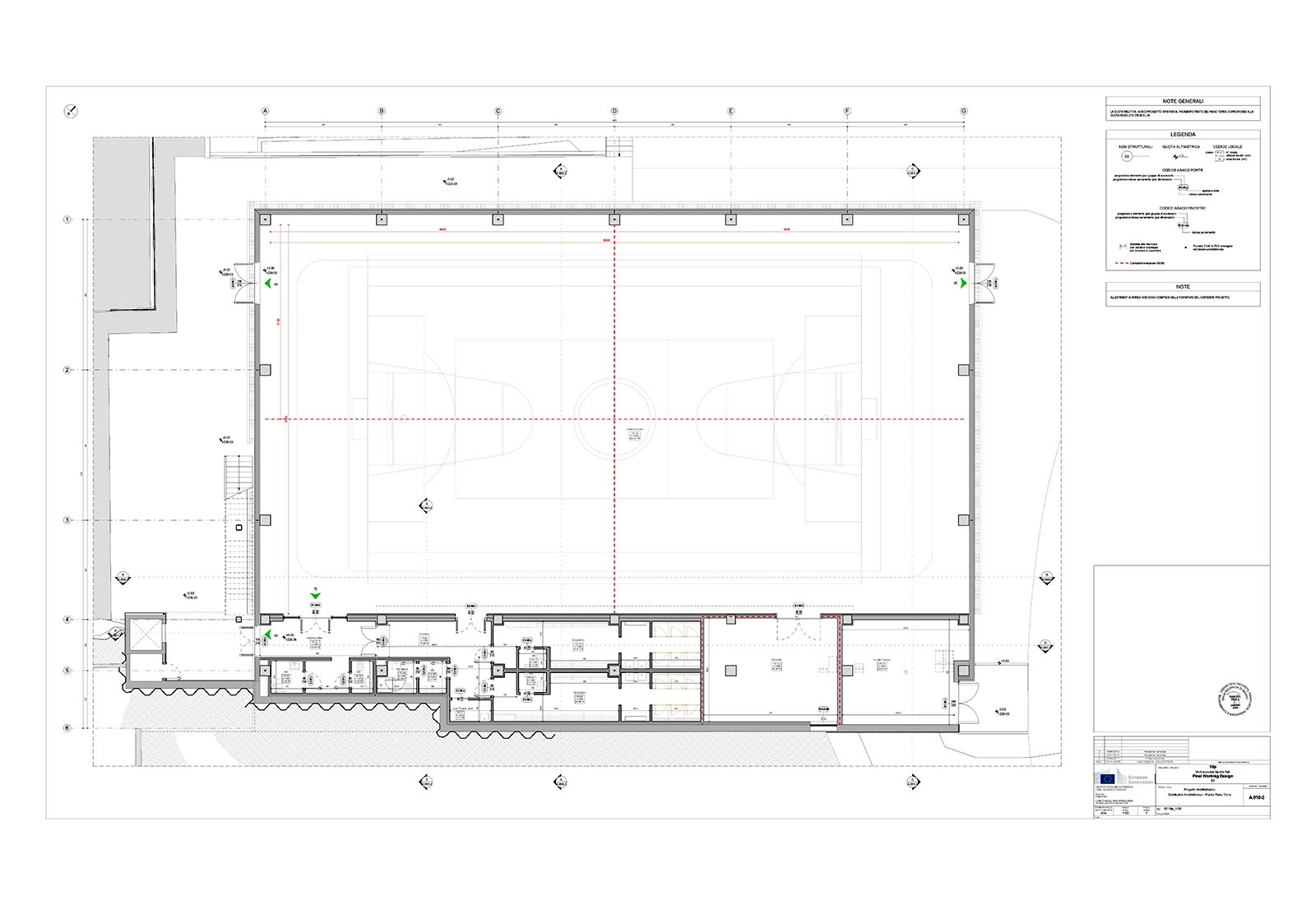 Palazzetto dello sport, edificio 10p, presso il JRC a Ispra - Pianta piano terra