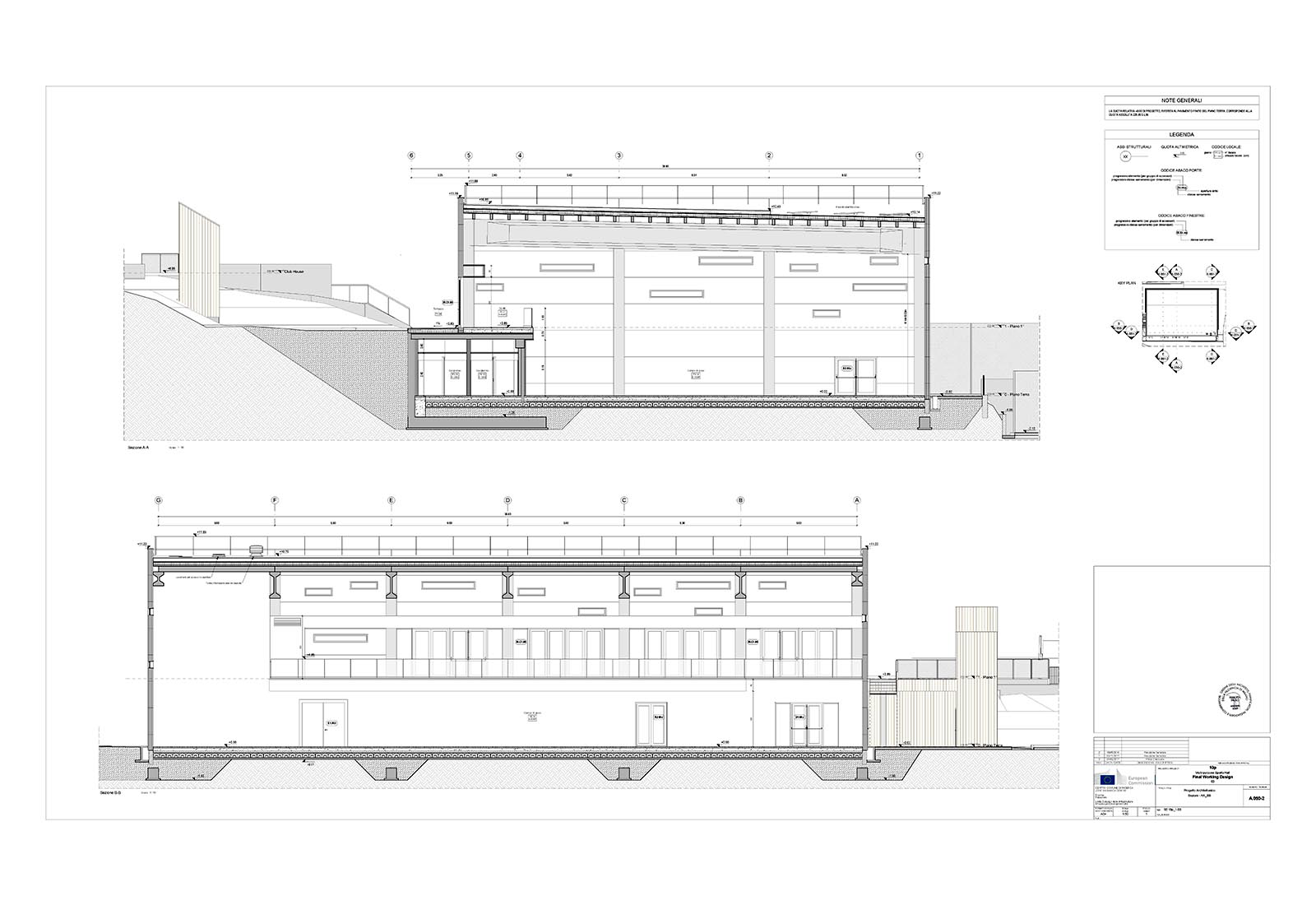 Palazzetto dello sport, edificio 10p, presso il JRC a Ispra - Sezioni