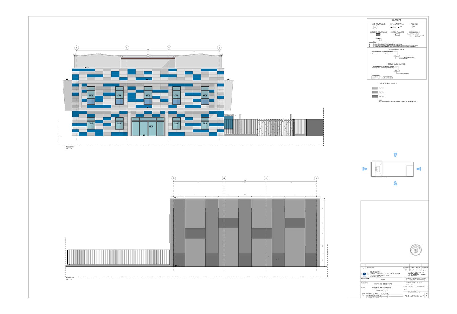 INS3L venue, building 75n, at the JRC in Ispra - Elevations