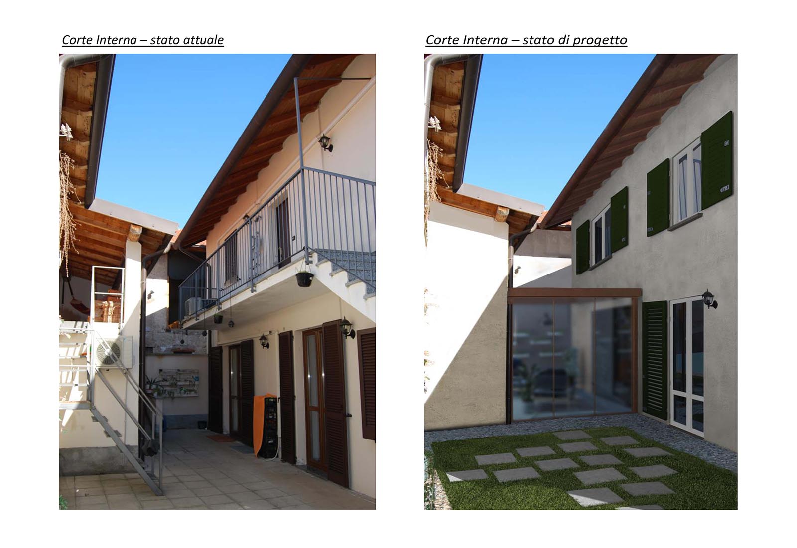 Casa privata in porzione corte a Bernate Ticino - Stato di confronto corte interna