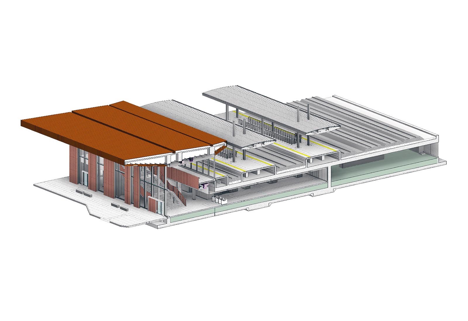 Stazione Hirpinia Linea AV Napoli Bari - Spaccato assonometrico della stazione