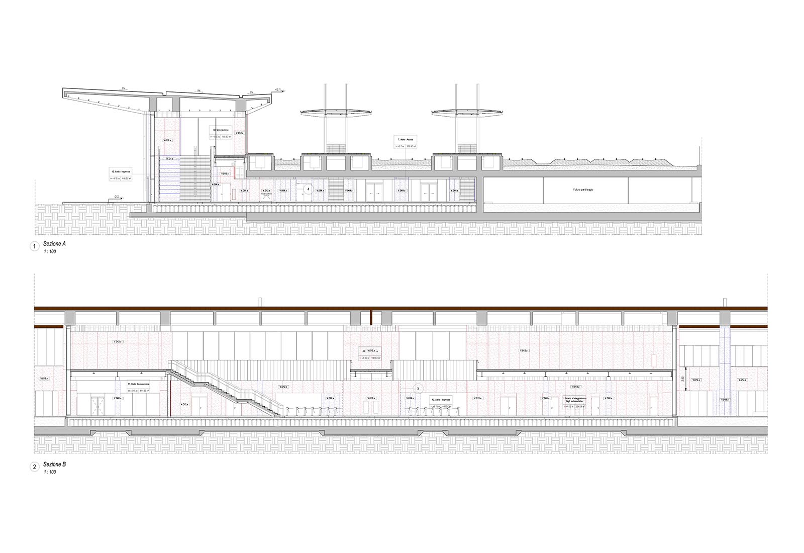 Stazione Hirpinia Linea AV Napoli Bari - Sezioni della stazione