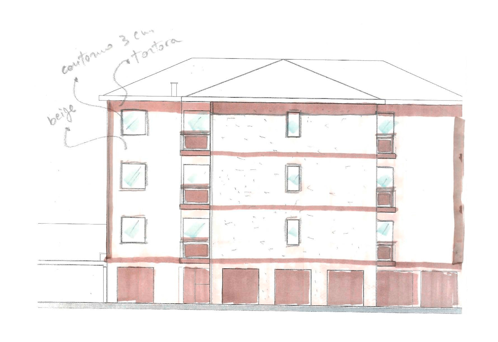 Residential ensemble (energy upgrading), 3 Gioberti street, Pogliano - Project sketch