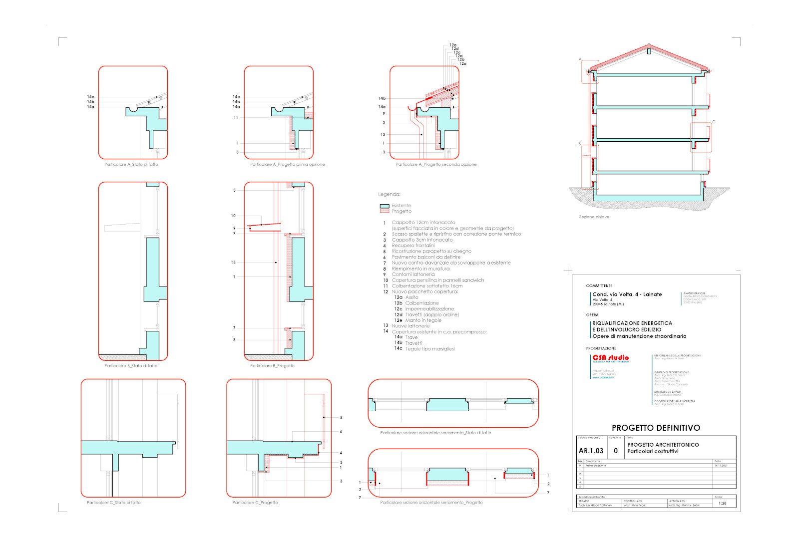 Residential ensemble (energy upgrading), 4 Volta street, Lainate - Construction details